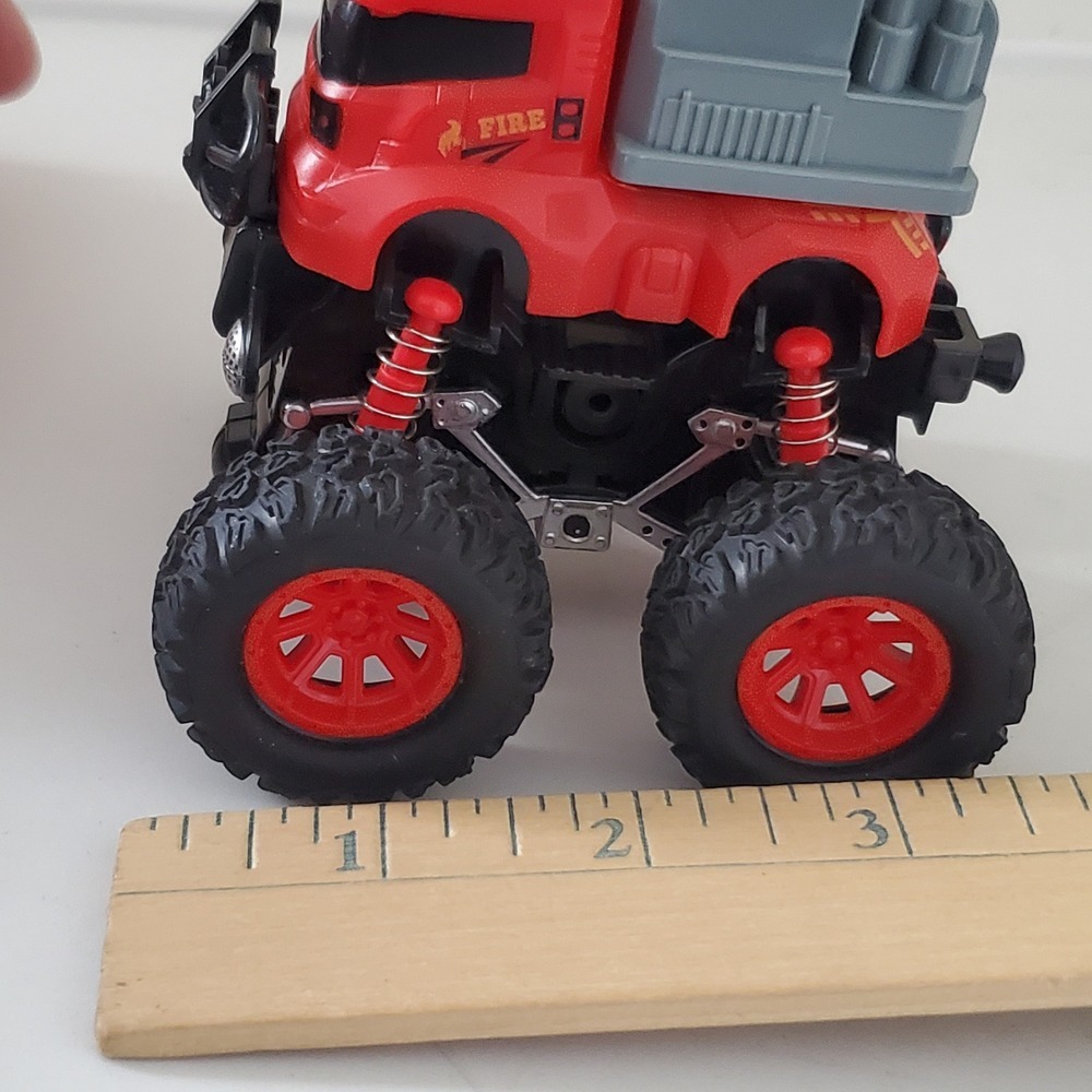 Red Monster Truck Fire Engine Toy with Suspension 22105LW Rescue Vehicle - Picture 13 of 14